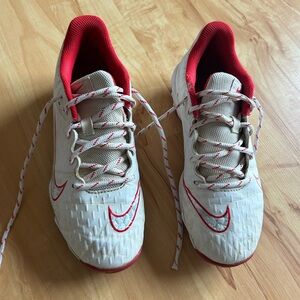 Nike White and Red Softball Cleats